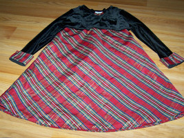 Girl&#39;s Size 4 Red Black Plaid Holiday Christmas Dress Velour Bodice George EUC - £14.61 GBP