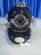NauticalMart Black Coated Polish Steel Finishing U.S. Navy Diving Helmet - £262.65 GBP
