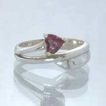 Spinel Pinkish Purple Burma Gemstone Heart Sterling Silver Ring size 6 Design 15 - £52.68 GBP