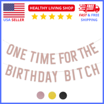 Rose Gold &amp; Pink &quot;Bday B*tch&quot; Birthday Banner Elegant Party Decoration Supplies - £10.48 GBP