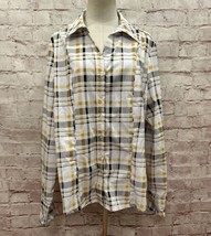 Ashley Stewart Top Size 18 Button Up White Plaid NEW Raised Seam Accents - £22.91 GBP
