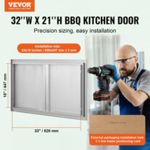 VEVOR BBQ Access Door, 36W x 21H Inch Double Outdoor Kitchen Door, Stainless Ste - £93.16 GBP