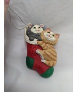 Hallmark Keepsake 2001 Mom And Dad Kittens In A Stocking Ornament - $8.90