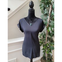 Express Blouse Women&#39;s Size Medium Black Short Sleeve V Neck Cold Should... - $24.75
