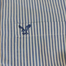 American Eagle Men's M Button-Down Shirt Long Sleeve Striped Blue Athletic Fit image 6