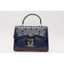 The Infanta Navy Blue Spike Leather Handbag image 2
