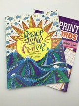 Peace Love And Color Adult Coloring Book &amp; Crossword Courtney Morganstern - £9.00 GBP
