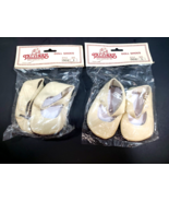 Set of 2 Tallinas Doll Shoes, Size 1 Style 002 Tan Vinyl White Pearl - £11.69 GBP