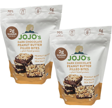 2 Packs Jojo&#39;s Dark Chocolate Peanut Butter Filled Bites 10 Oz 2g Sugar - £31.26 GBP