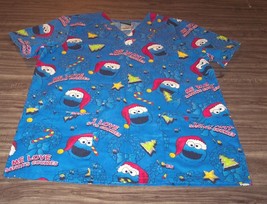 Sesame Street Cookie Monster Christmas Holiday Nurse Medical Scrub Small 4-6 New - $19.80