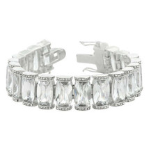 Precious Stars Silvertone Wide Cubic Zirconia Elegant Bridal Bracelet - £102.94 GBP