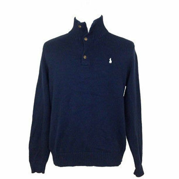 Polo Ralph Lauren Men's Clg Navy Blue Textured Mock Neck Sweater, 1XB 3038-2 - $74.89