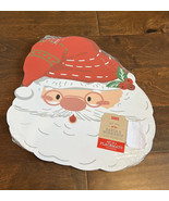 NWT Set of 4 Santa Face Christmas Cork Placemats Red Multicolored Holiday - £23.55 GBP