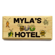 Personalised Bug Hotel Sign, Childrens Garden Bug House Plaque Nursery Gift Home - £10.07 GBP