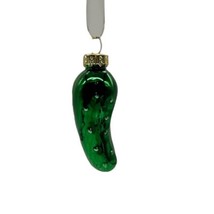 Legend of the Pickle Green Glass Christmas Ornament 2 1/2&quot; with Card - £8.92 GBP