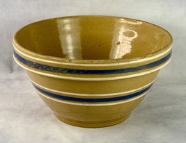 Antique Vintage YELLOW WARE #10 Blue Band  9.5&quot; Mixing Bowl Farmhouse Dough - $24.06