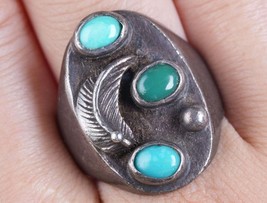 Sz11 Old Pawn Navajo sterling turquoise ring - £222.92 GBP