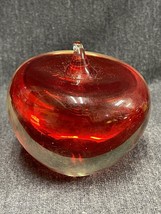 Hand Blown Art Glass Apple Paperweight Red Vintage - £18.66 GBP