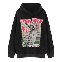 Hip Hop Men Fleece Hoodie Funny Children Graphic Hooded Pullover Retro Washed Sw - $124.90