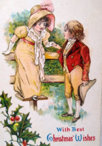 Christmas Postcard Victorian Children Holly Vintage Unused Embossed Seri... - $13.50