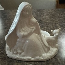 Mary and Jesus Figurine Candle Holder Japan Madonna Child Baby White CCCC - £12.81 GBP