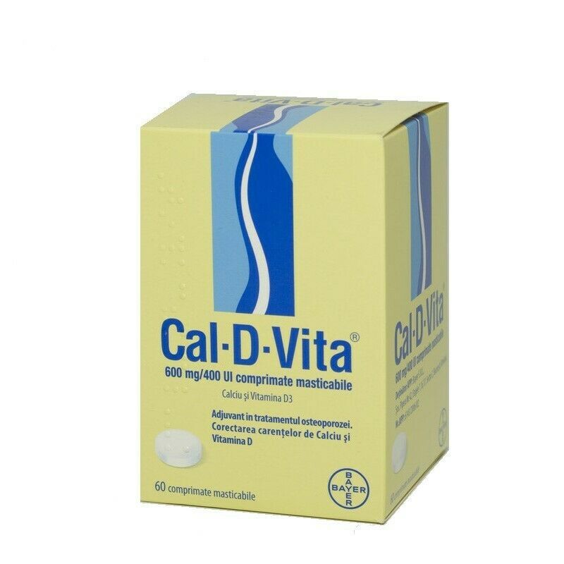 Cal-D-Vita Calcium & Vitamin D Osteoporosis Prevention 60 Chewable Tabs Bayer