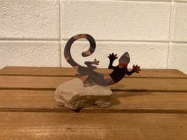 LAZART Geckos Metal Art and Natural Stone Laser Cut Paperweights approx 3&quot; - $200.58 MXN