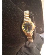Gitano Ladies Gold Tone Stretch Band Blue Face Watch New Battery Works! - €17,16 EUR