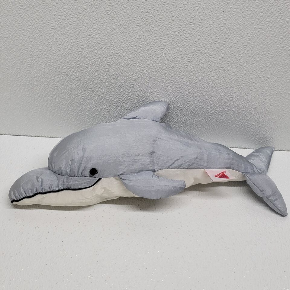 Vintage 1992 Dakin Gray Dolphin Nylon 15&quot; Stuffed Plush Toy Rare! - $79.86
