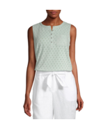Liz Claiborne Women&#39;s Crew Neck Henley Tank Top LARGE Sea Green Chest Po... - €17,27 EUR