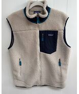 Patagonia Vest Men Large Beige Outdoor Deep Pile Sherpa Fleece Pockets H... - $1,398.73 MXN