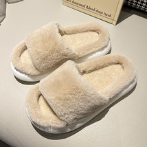 thick Fluffy Furry EVA Platform Slides Home Women Slippers Warm Plush Slippers N - £20.16 GBP
