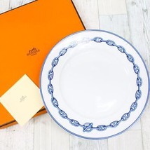 Hermes Chaine D&#39; Ancre Dessert Piatto 22.5 CM Blu Porcellana Cena 22.2cm - £215.78 GBP