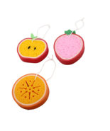 3 Pack Fruit Design Bath Shower Kitchen Sponge on a Rope Pouf Loofahs Po... - $9.48 CAD
