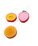 3 Pack Fruit Design Bath Shower Kitchen Sponge on a Rope Pouf Loofahs Po... - £5.41 GBP