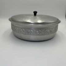 Casserole Bowl Hand Forged Vintage Hammered Aluminum Cover Fruit and Flo... - $16.79