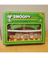 Vintage Peanuts Snoopy Wooden Wind Up Train Set In Box Aviva Toy Co 1974... - $41.46