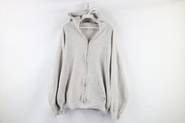 Vtg 90s Streetwear Mens 2XL Thrashed Blank Full Zip Hoodie Sweatshirt Gray USA - £54.49 GBP