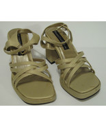 Women&#39;s Gold Strappy Sandal Wide Size 5W - $25.59