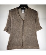 Women&#39;s Sag Harbor Shrug Sweater Size L Brown Shimmer Shaker Stitch 1 Bu... - £9.58 GBP