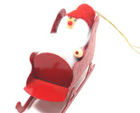 VTG Red Metal Sleigh with Santa Claus Christmas Ornament  - £5.70 GBP