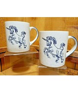 Vintage 2 Unicorn Otagiri Mugs Made in Japan Blue and White by Smith Wes... - $46.54