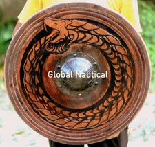 Hand Carving Viking Dragon Shield Epoxy Filled Round Mold 24&quot;&quot; Wood Sign-
sho... - £149.31 GBP