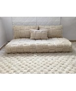White Floor Sofa, Floor Cushion (5 Ft/70cm/15cm) + Cushions, Floor Seating  - £374.10 GBP