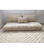 White Floor Sofa, Floor Cushion (5 Ft/70cm/15cm) + Cushions, Floor Seating  - $9,042.51 MXN