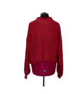 Bp Sweater Red Pomegranate Women Cable Mock Neck Balloon Sleeves Size Large - $30.69