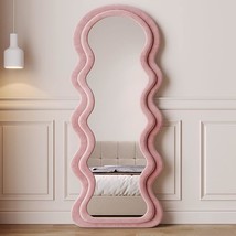 Wavy Cloud Full-Length Mirror: 63x24, Arched Design, Pink Finish For Beedrom - £241.28 GBP