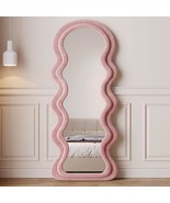 Wavy Cloud Full-Length Mirror: 63x24, Arched Design, Pink Finish For Bee... - £236.69 GBP