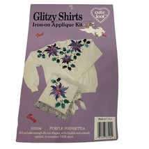Purple Poinsettia Iron-on Applique Kit Glitzy Shirt Metallic Christmas D... - $8.96