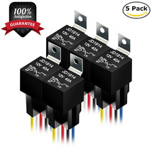 5 Pack 12V 30/40 Amp 5-Pin Spdt Automotive Relay W/ Wires &amp; Harness Sock... - £21.22 GBP